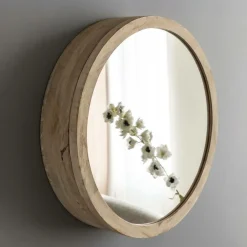 Made in Meubles Miroir avec étagères en bois de manguier clair Juliet