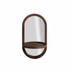 Made in Meubles Miroir ovale avec étagère en bois de manguier Marley