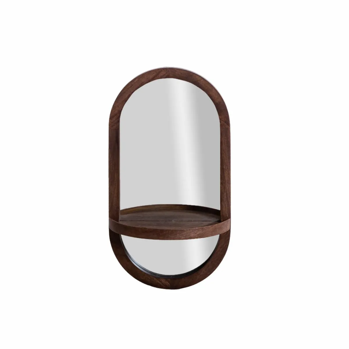 Made in Meubles Miroir ovale avec étagère en bois de manguier Marley