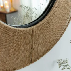 Made in Meubles Miroir rond en métal et jute Adda