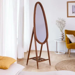 Made in Meubles Miroir sur pied en bois de manguier Joyce