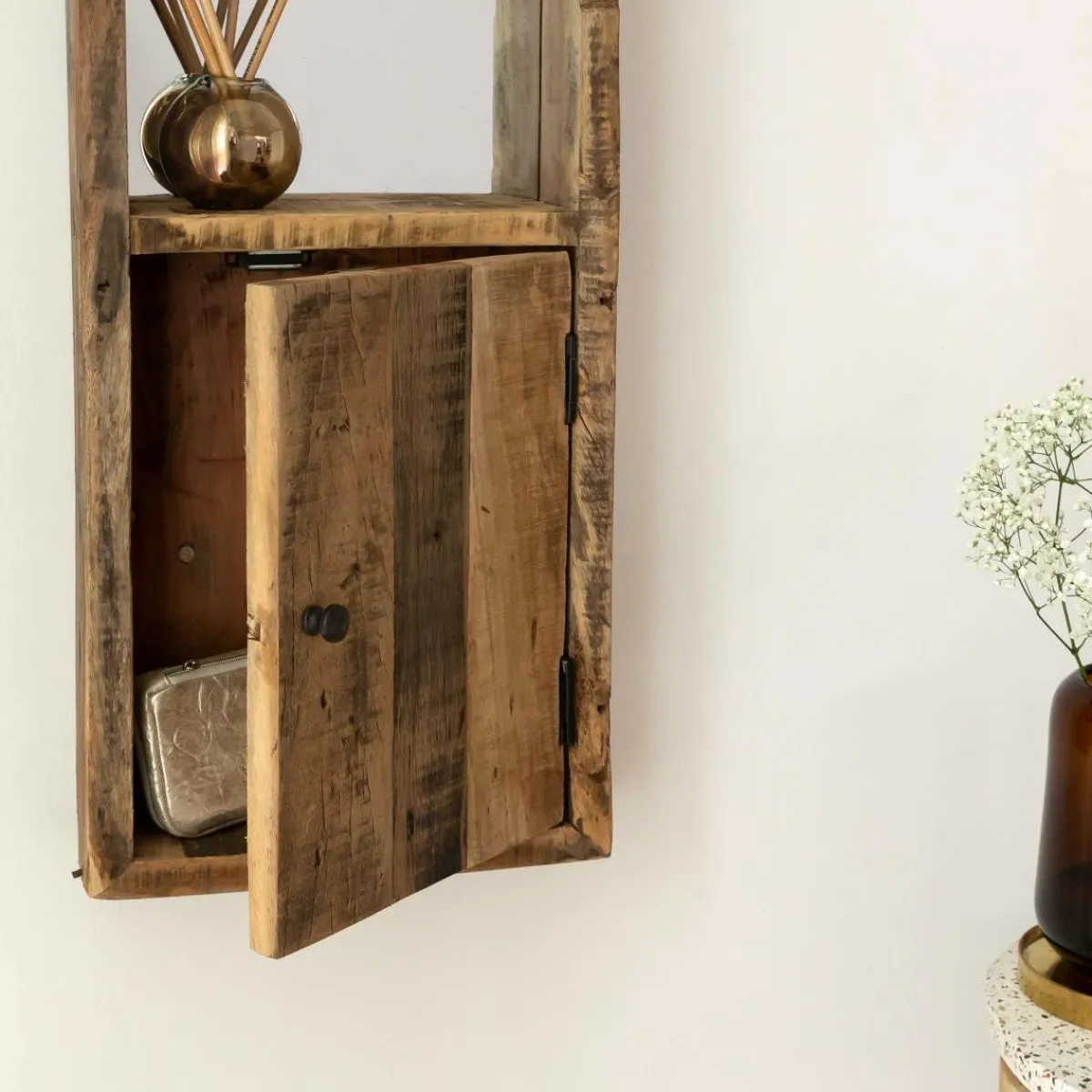 Made in Meubles Miroir vertical style porte en bois recyclé Vicky