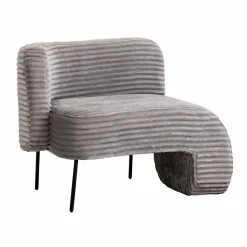 Made in Meubles Méridienne en velours côtelé gris Soléa