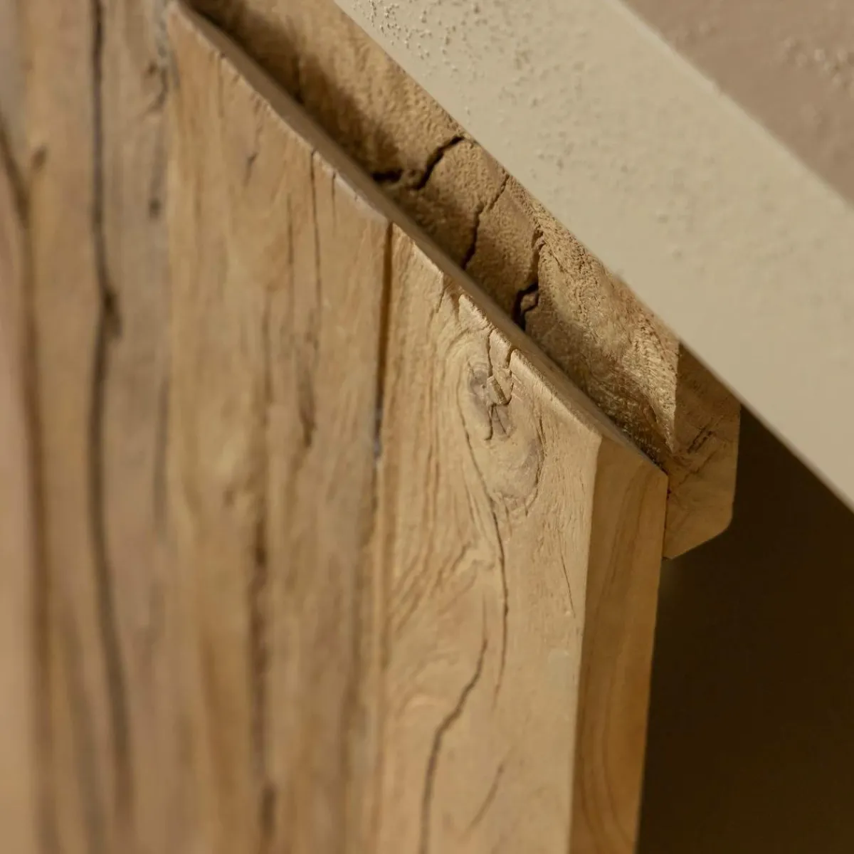 Made in Meubles Petit buffet 2 portes en bois effet béton et bois recyclé Dalva
