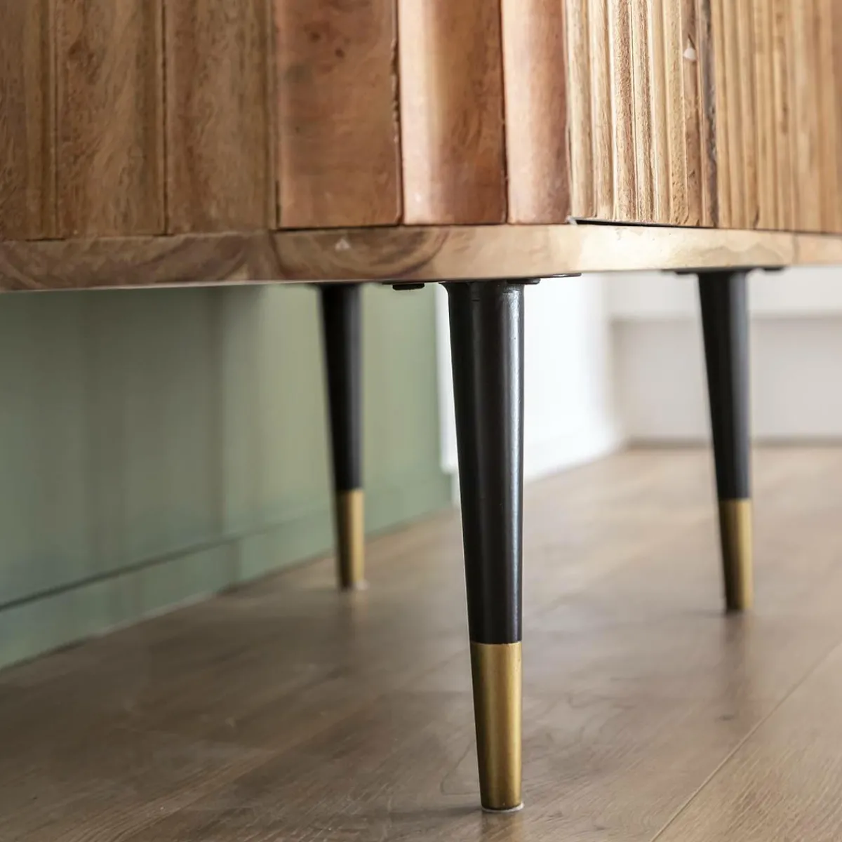 Made in Meubles Petit buffet en bois d'acacia et marbre blanc Judith