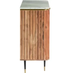 Made in Meubles Petit buffet en bois d'acacia et marbre blanc Judith