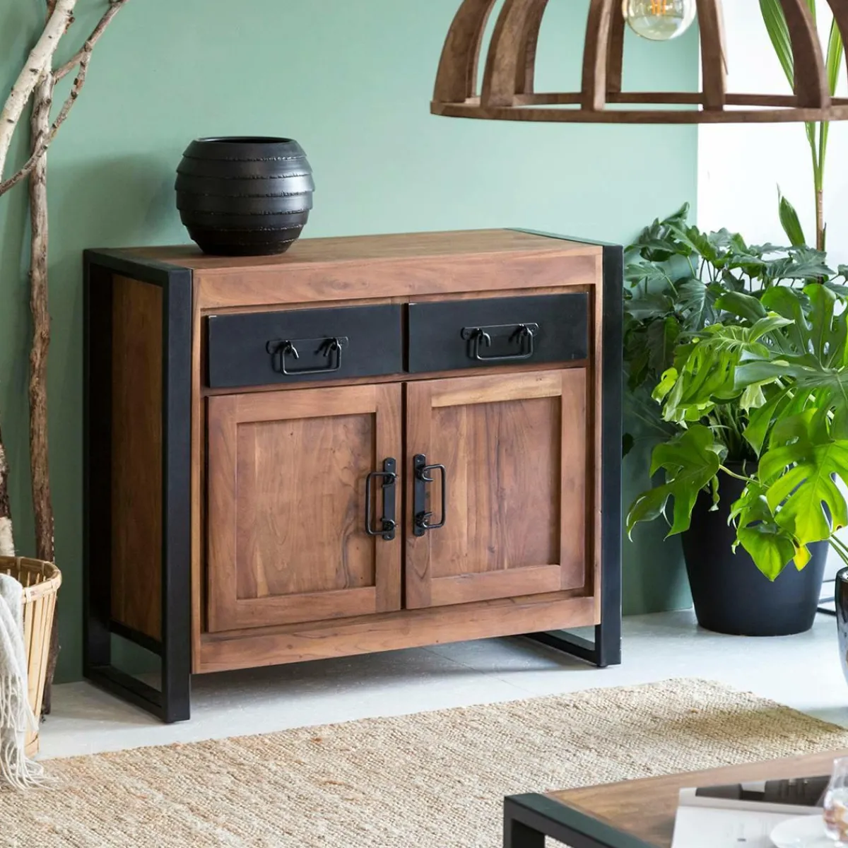 Made in Meubles Petit buffet en bois d'acacia 100 cm Havana