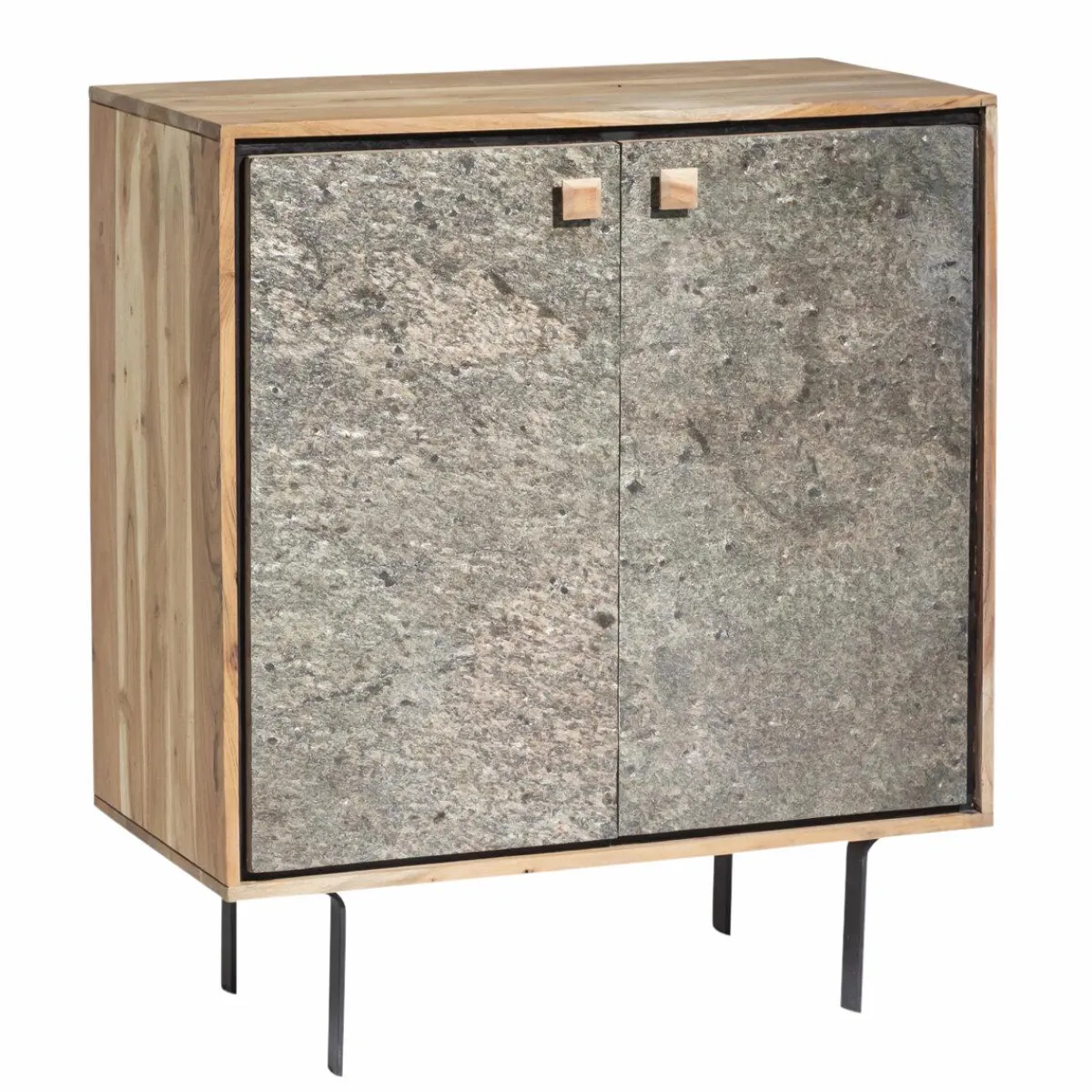 Made in Meubles Petit buffet en bois d'acacia et pierre Côme