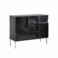 Made in Meubles Petit buffet en bois de manguier noir Tristan
