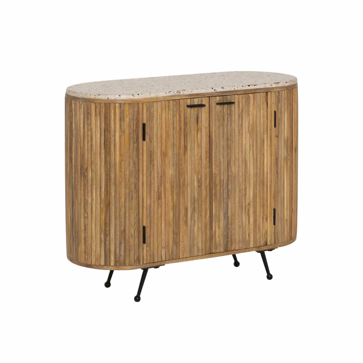 Made in Meubles Petit buffet en bois de manguier et terrazzo Ambrine
