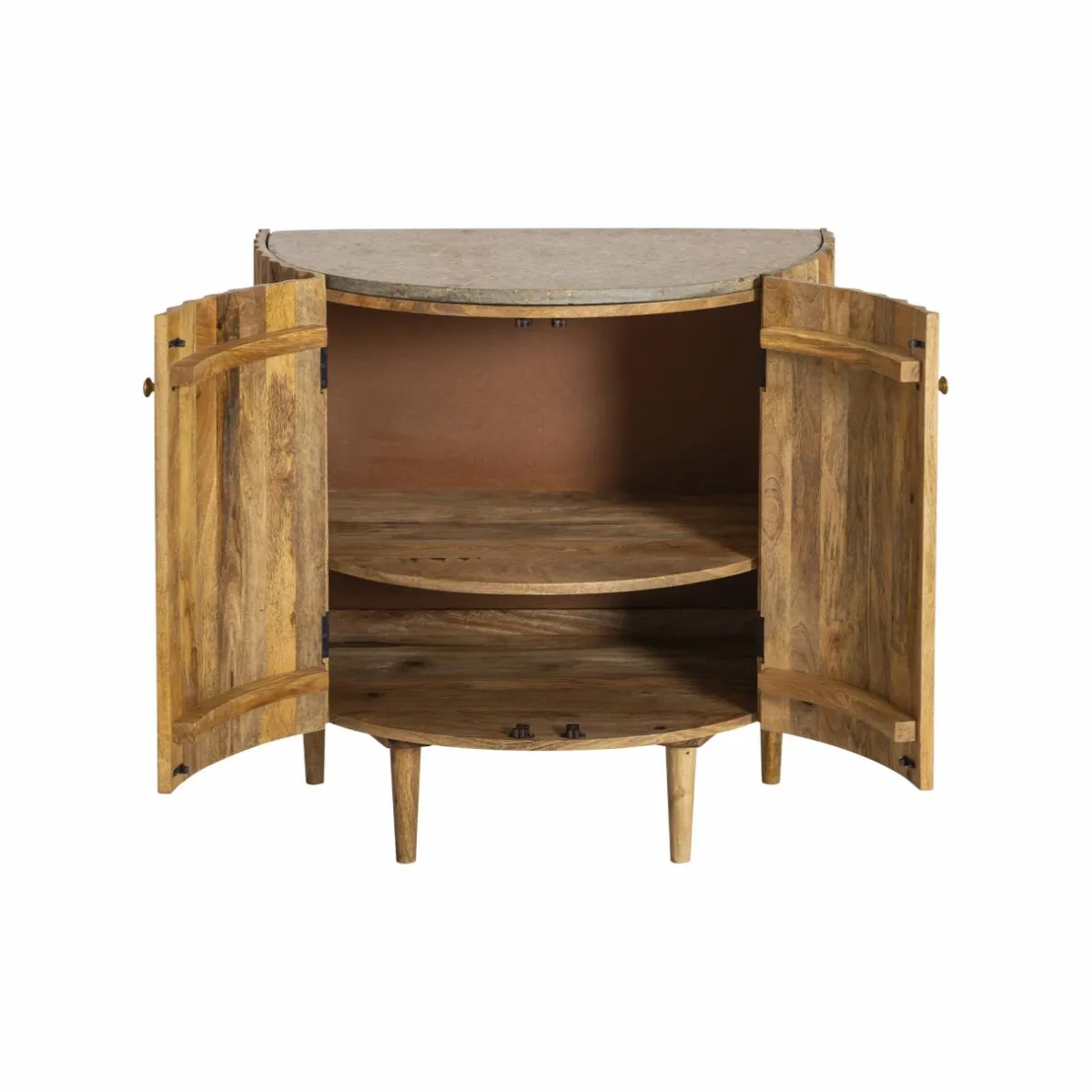Made in Meubles Petit buffet en bois de manguier et terrazzo Bao
