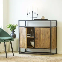 Made in Meubles Petit buffet en métal et bois de manguier Marcel