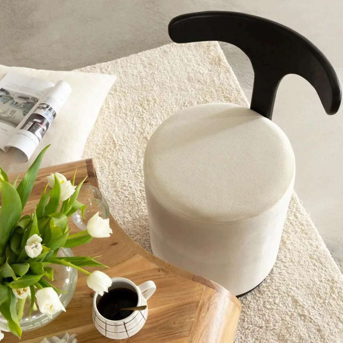 Made in Meubles Petit Fauteuil blanc en manguier Adonis