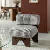 Made in Meubles Petit fauteuil carré en velours côtelé et bois d'hévéa gris Eleonor