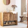Made in Meubles Petit meuble sous vasque en bois recyclé Naël