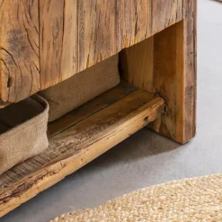 Made in Meubles Petit meuble sous vasque en bois recyclé Naël