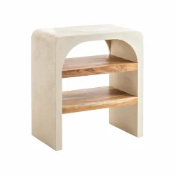 Made in Meubles Petit meuble sous vasque en bois effet béton et bois d'acacia Dalva