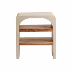Made in Meubles Petit meuble sous vasque en bois effet béton et bois d'acacia Dalva
