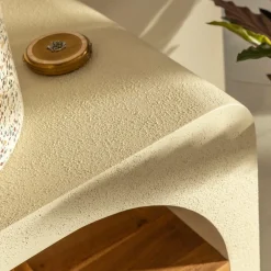 Made in Meubles Petit meuble sous vasque en bois effet béton et bois d'acacia Dalva