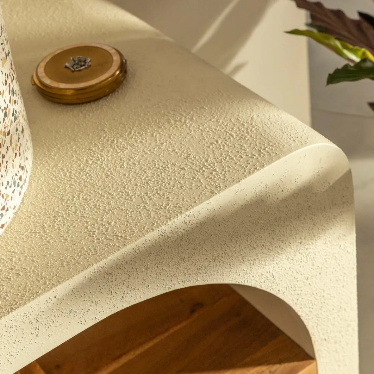 Made in Meubles Petit meuble sous vasque en bois effet béton et bois d'acacia Dalva