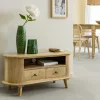 Made in Meubles Petit meuble TV arrondi en bois de manguier Maëva
