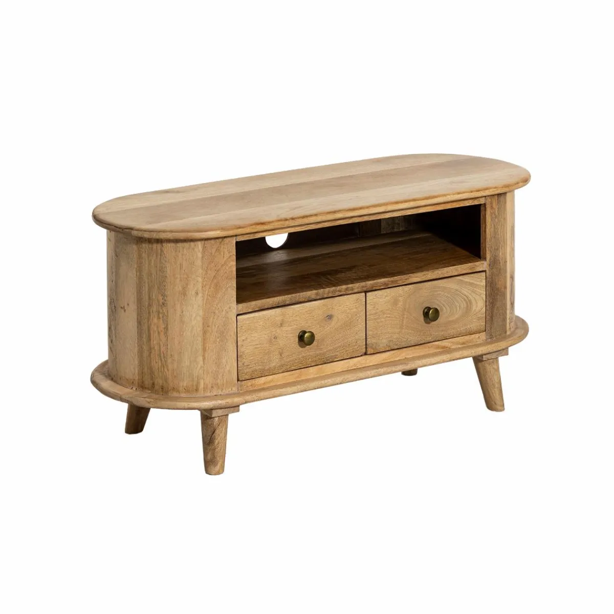 Made in Meubles Petit meuble TV arrondi en bois de manguier Maëva