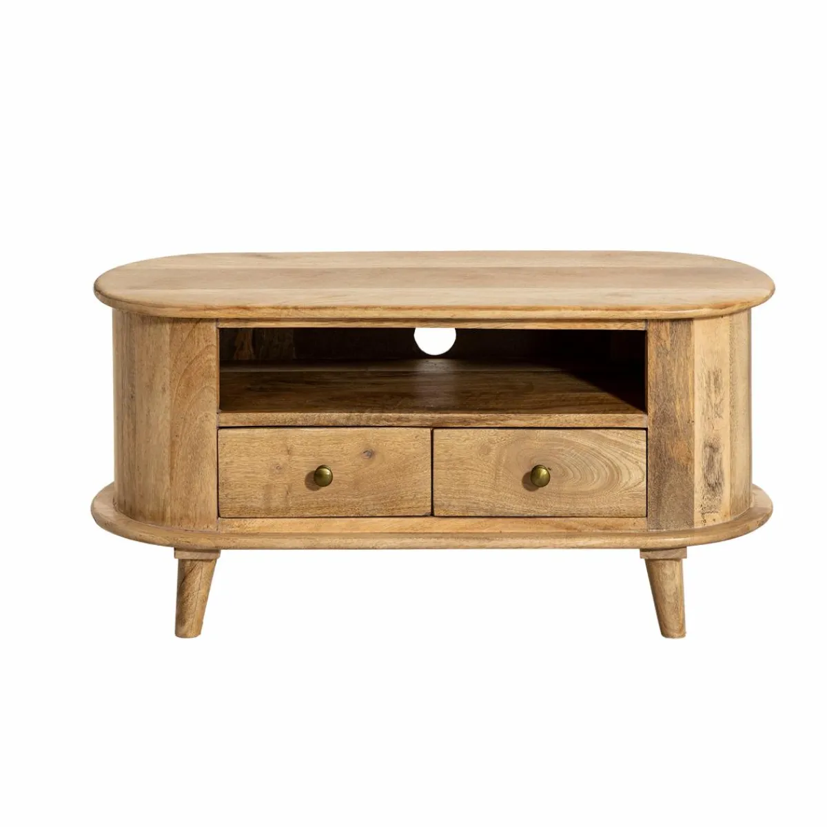 Made in Meubles Petit meuble TV arrondi en bois de manguier Maëva