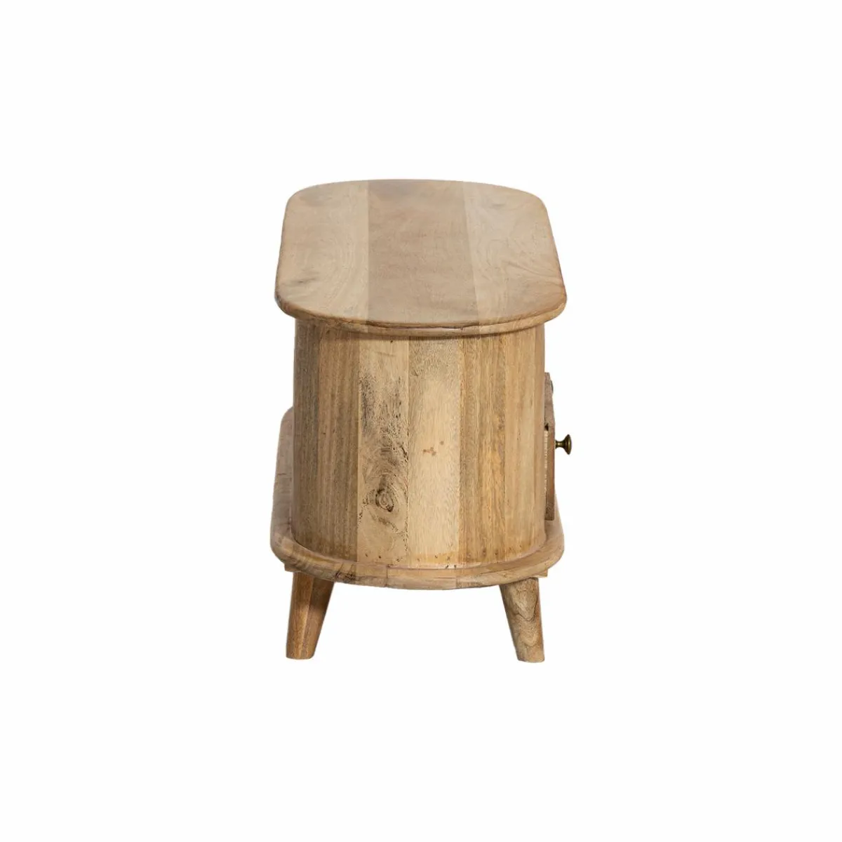 Made in Meubles Petit meuble TV arrondi en bois de manguier Maëva