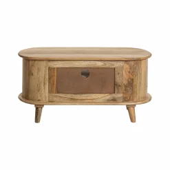 Made in Meubles Petit meuble TV arrondi en bois de manguier Maëva