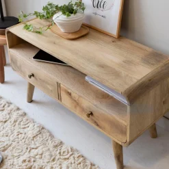 Made in Meubles Petit meuble TV en bois de manguier Maëva