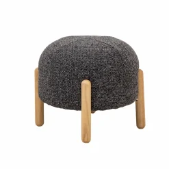 Made in Meubles Petit tabouret en tissu bouclette gris foncé Nério