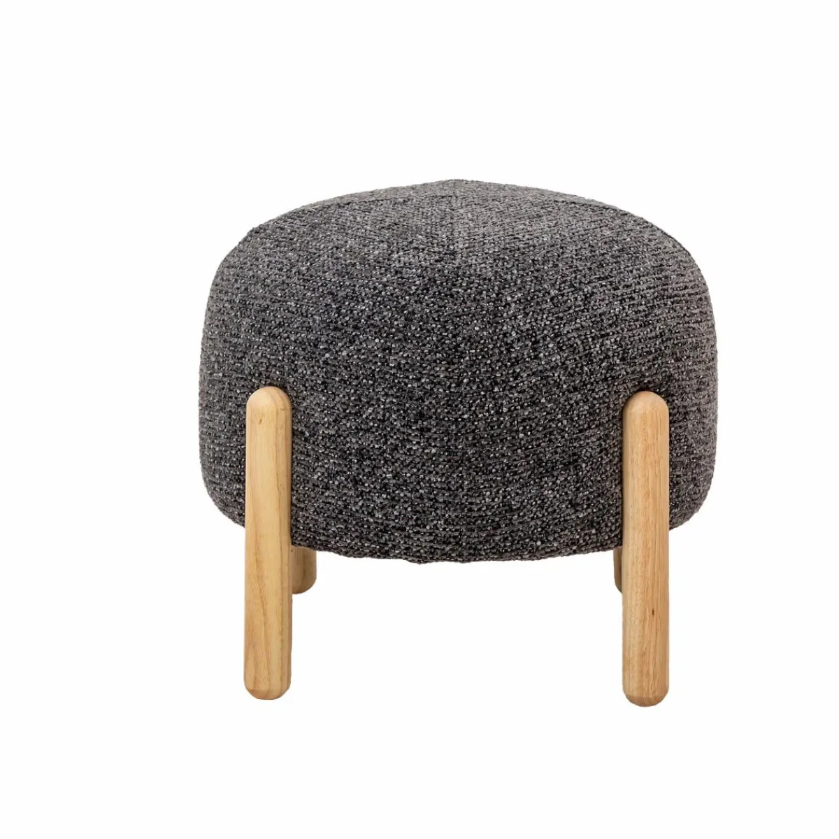 Made in Meubles Petit tabouret en tissu bouclette gris foncé Nério