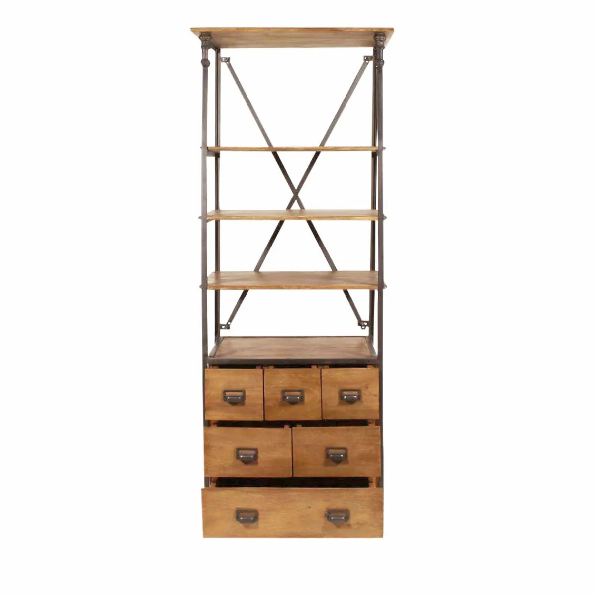 Made in Meubles Petite bibliothèque en métal et bois de manguier Marcel
