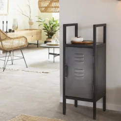 Made in Meubles Petite colonne en métal noir Abel