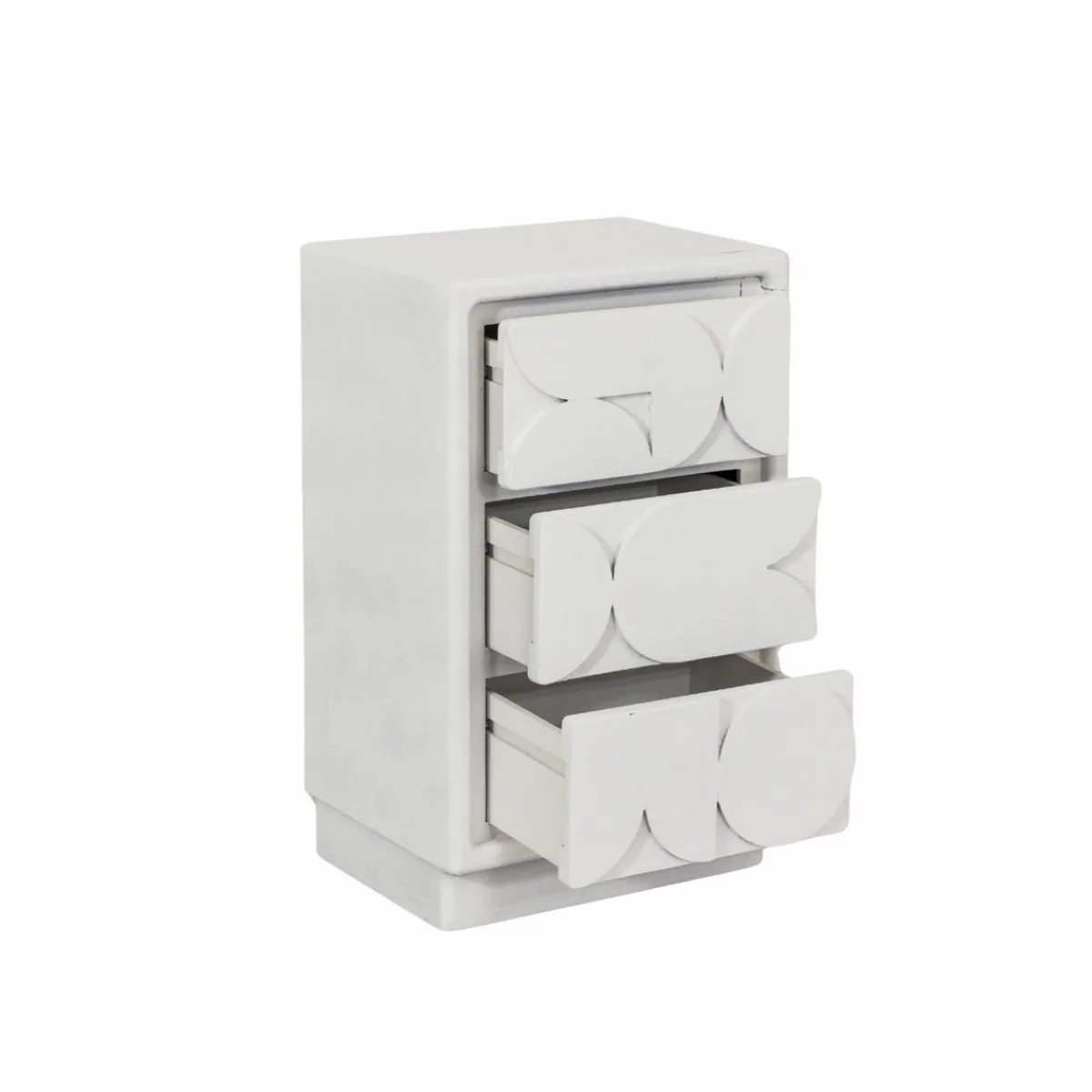 Made in Meubles Petite commode 3 portes bois effet béton blanc Danaé