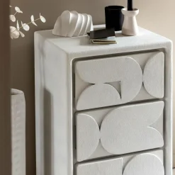 Made in Meubles Petite commode 3 portes bois effet béton blanc Danaé