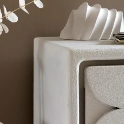 Made in Meubles Petite commode 3 portes bois effet béton blanc Danaé