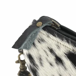 Made in Meubles Pochette en cuir et peau de vache, noir et blanc