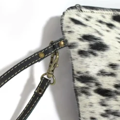 Made in Meubles Pochette en cuir et peau de vache, noir et blanc