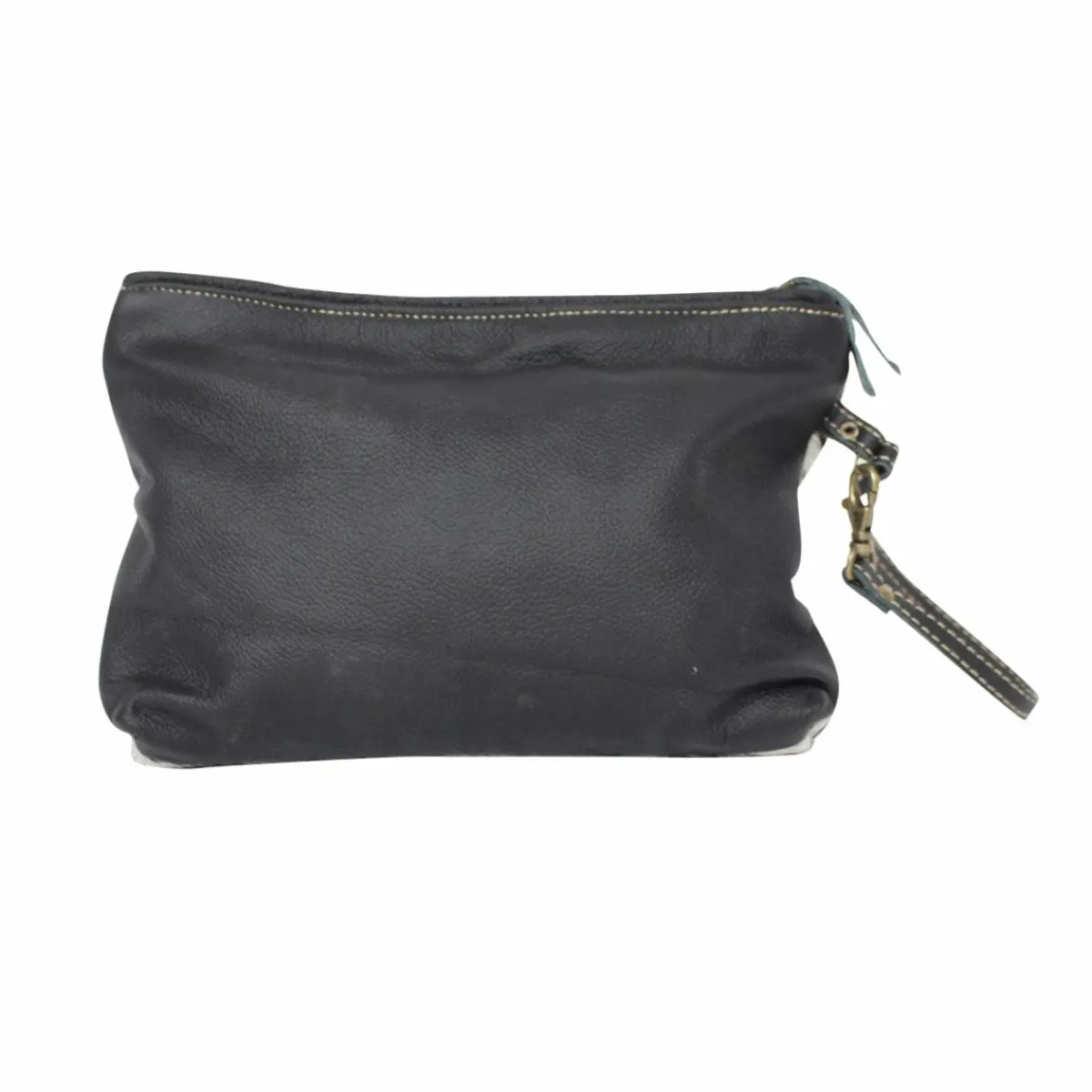 Made in Meubles Pochette en cuir et peau de vache, noir et blanc