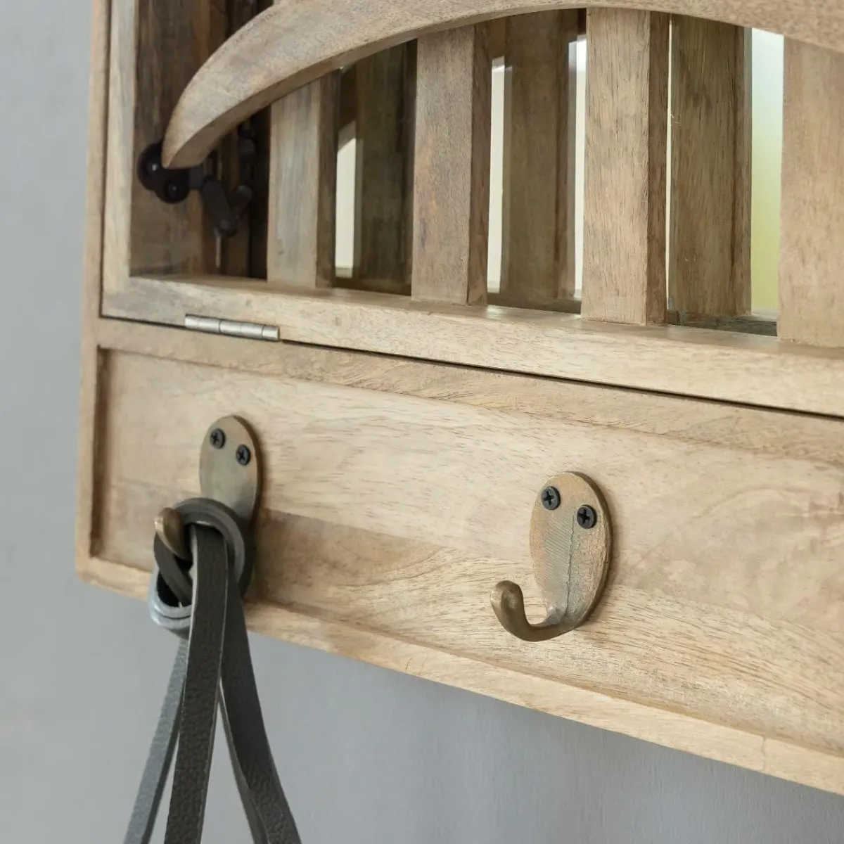 Made in Meubles Porte-manteau en bois de manguier avec miroir Marley