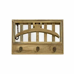 Made in Meubles Porte-manteau en bois de manguier avec miroir Marley