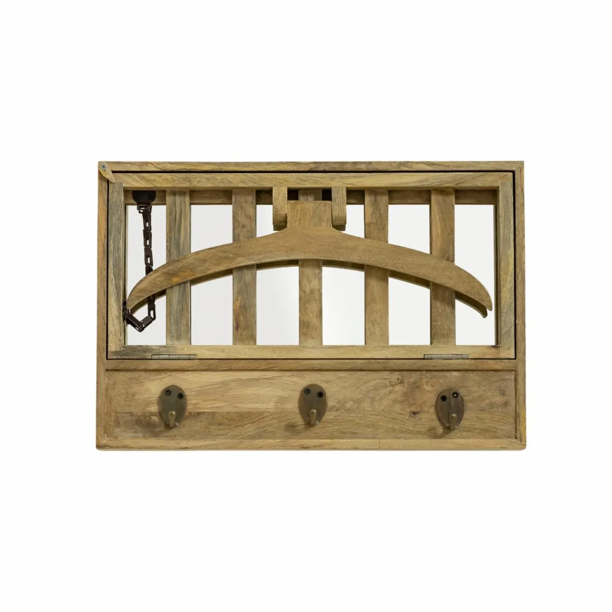 Made in Meubles Porte-manteau en bois de manguier avec miroir Marley