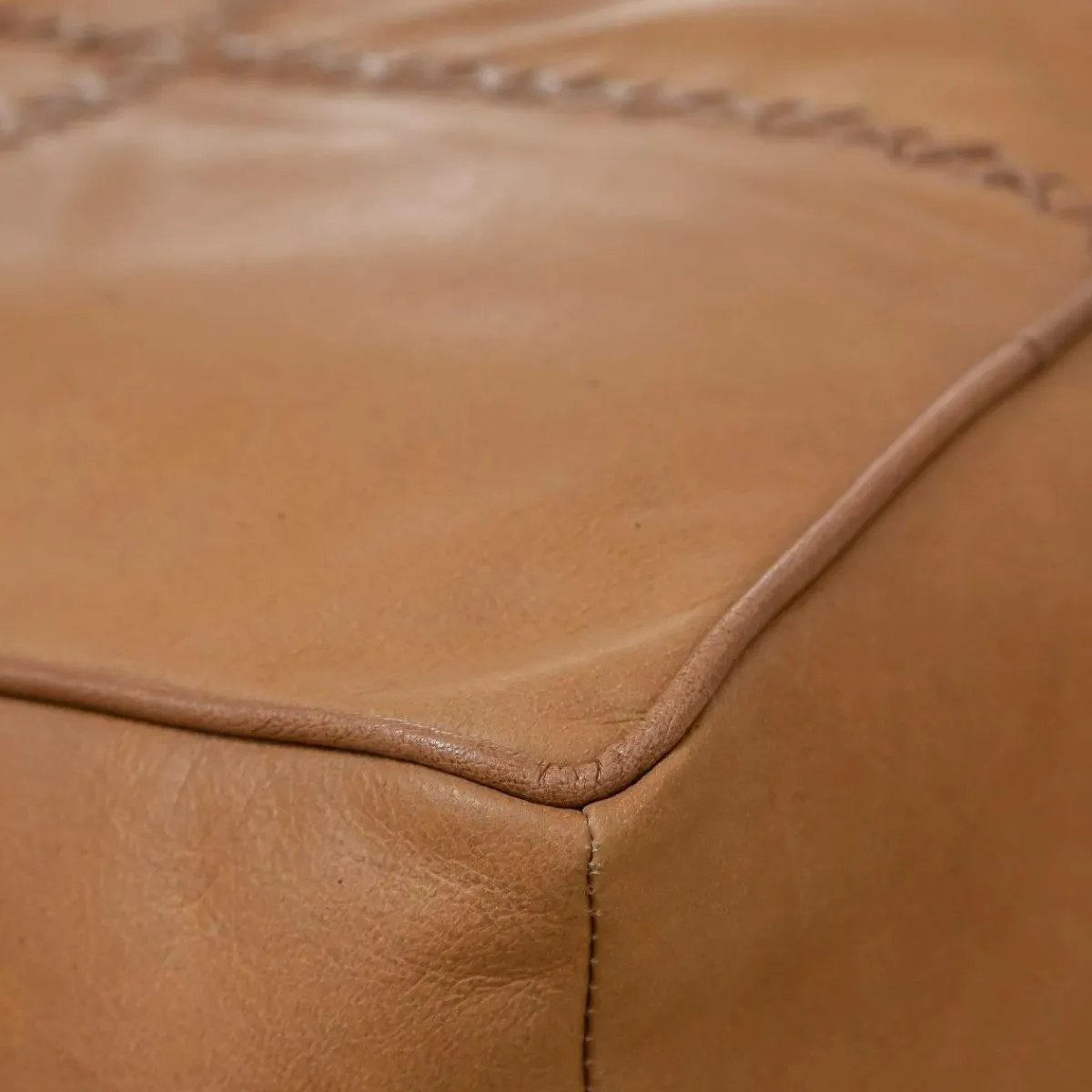 Made in Meubles Pouf en cuir 1 place marron Gaetan