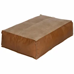 Made in Meubles Pouf en cuir grand modèle Mina