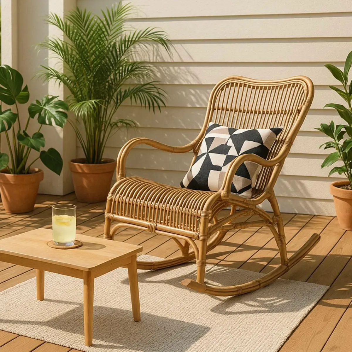 Made in Meubles Rocking chair de jardin en rotin Rattan