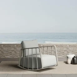 Made in Meubles Rocking chair en aluminium pour jardin couleur taupe Zion