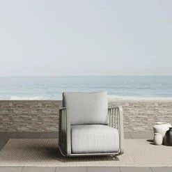 Made in Meubles Rocking chair en aluminium pour jardin couleur taupe Zion