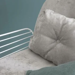 Made in Meubles Rocking chair en métal blanc tissu gris Ethan