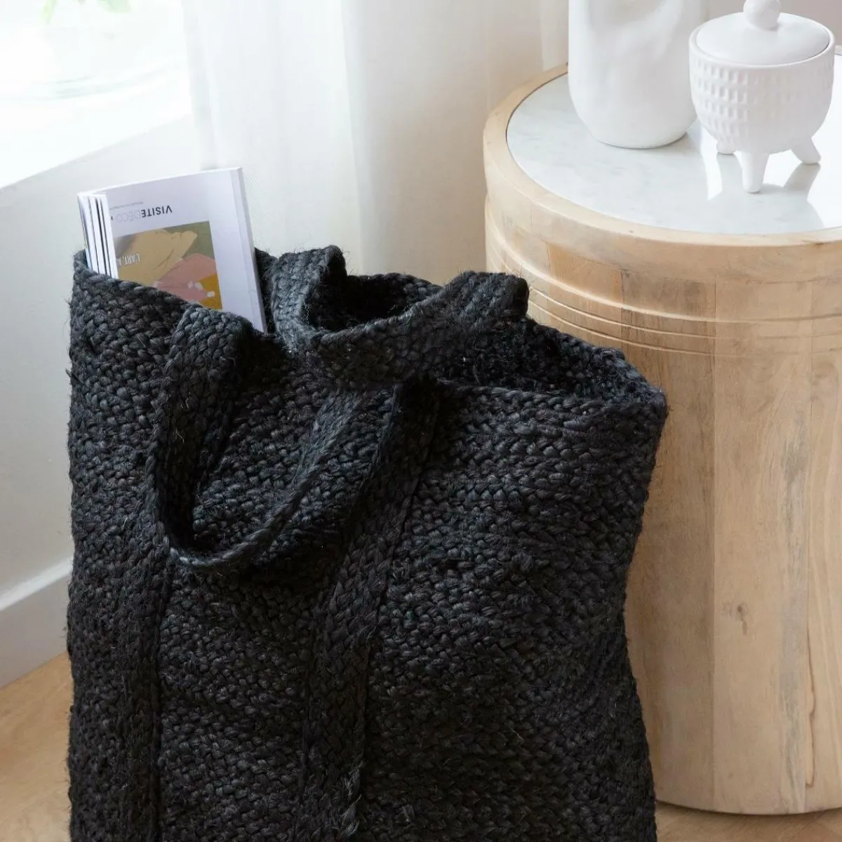 Made in Meubles Sac à buches noir Marlon